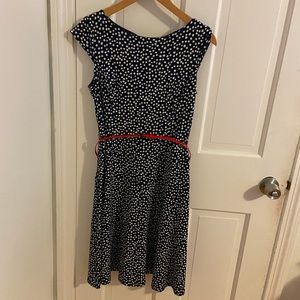 Adrienne pappel dress blue with white polka dots